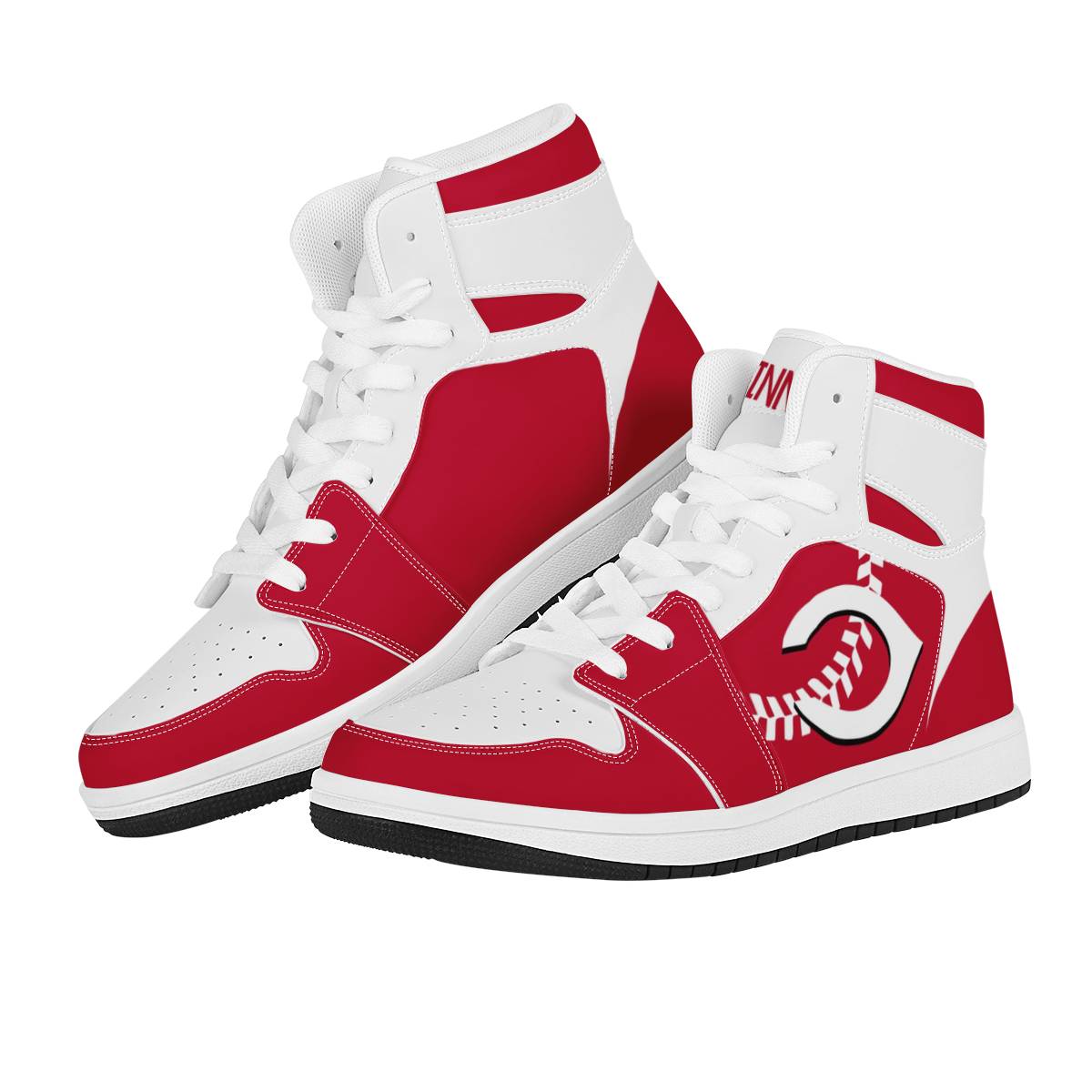 Men's Cincinnati Reds High Top Leather AJ1 Sneakers 001